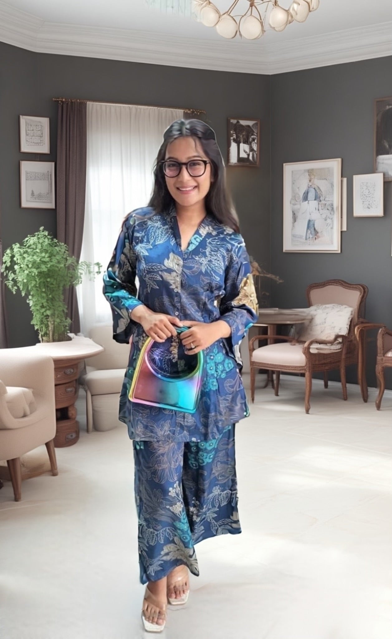 Navy Floral Co-ord Set