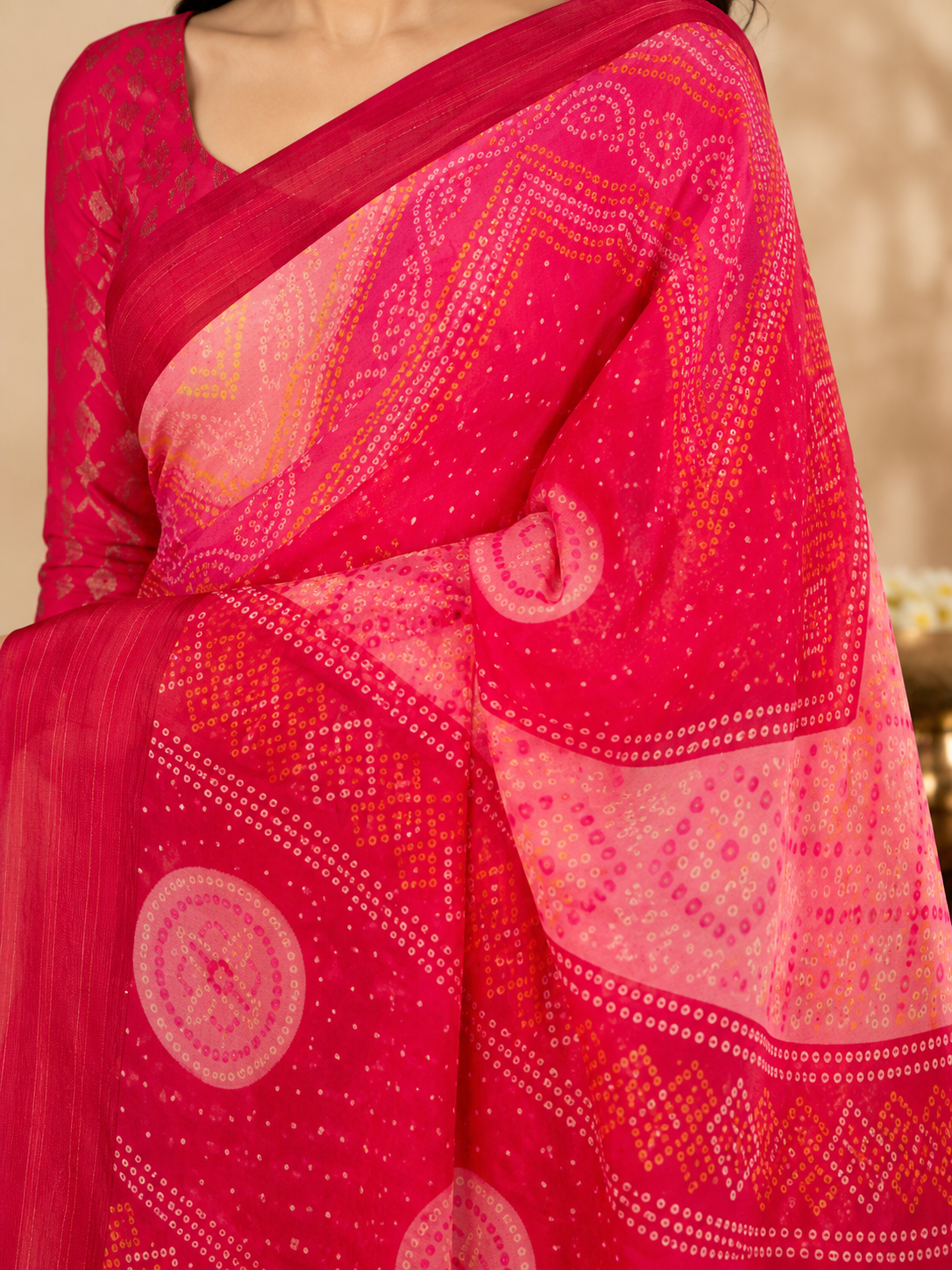 Radiant Bandhani Grace Saree