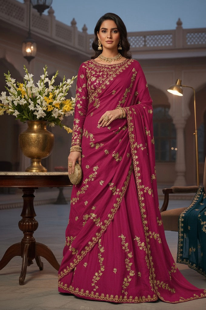 Royal Embroidered Georgette Saree