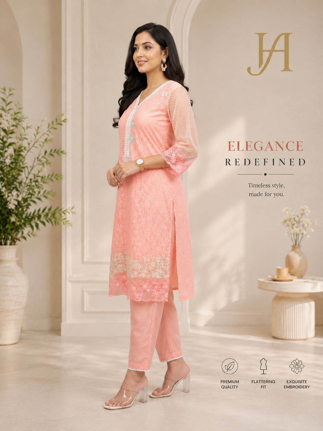 Rosé Aura Kurta Set