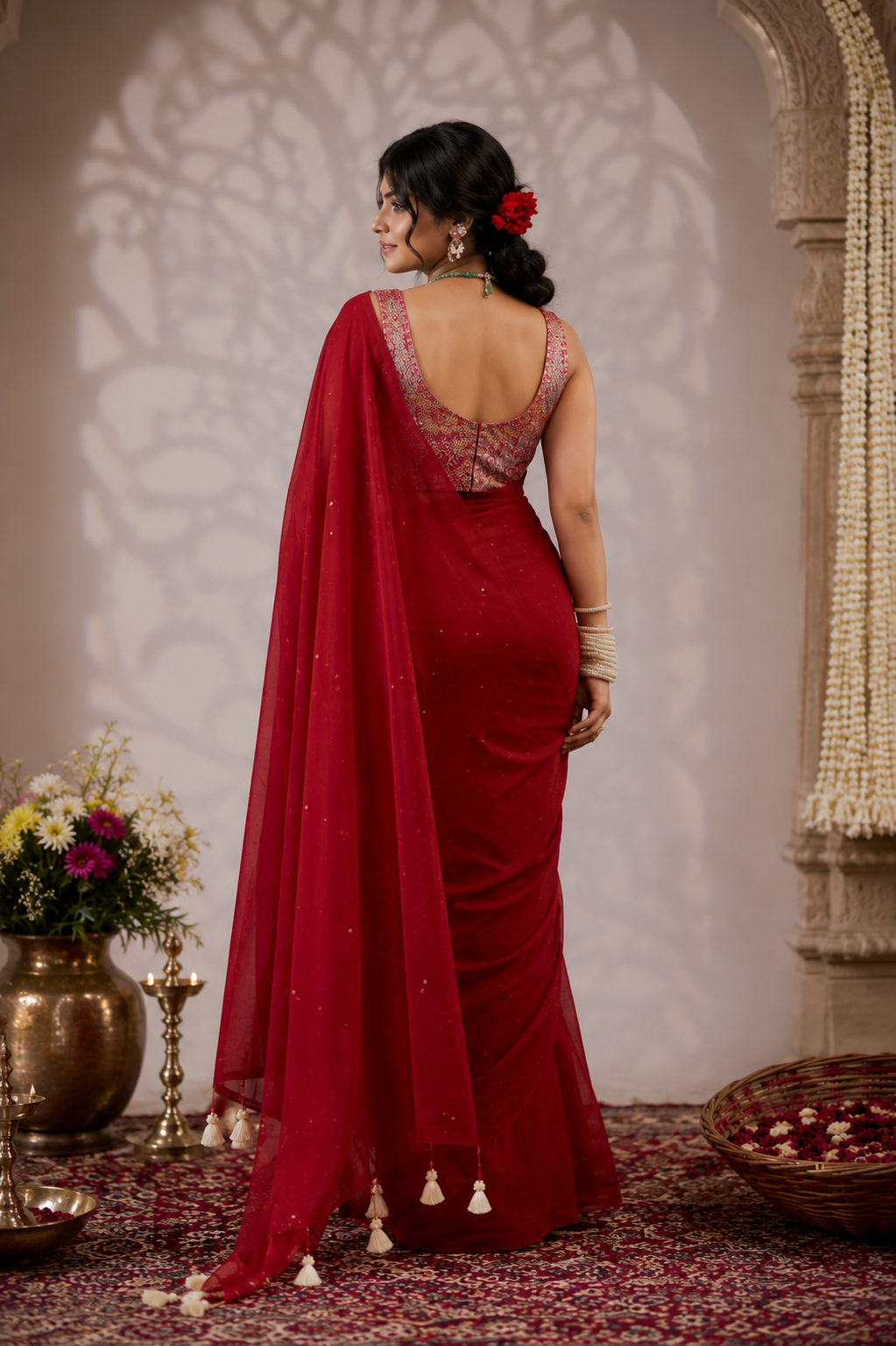 Ruby Grace Embellished Organza Saree