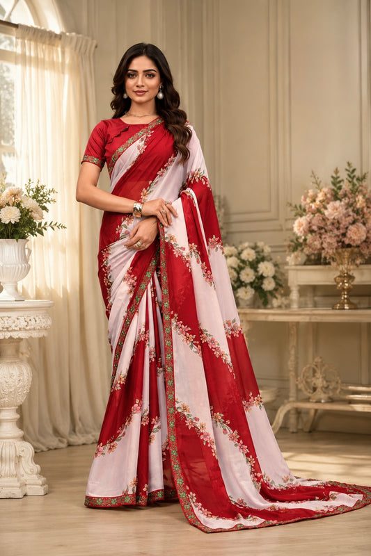 Crimson Petal Symphony Saree
