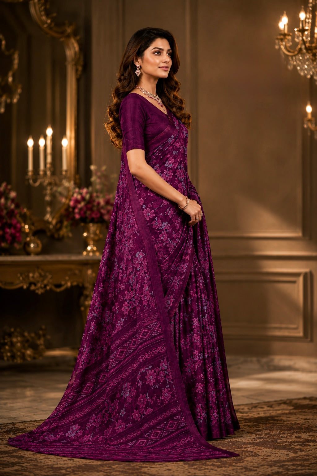 Velvet Petals Printed Saree