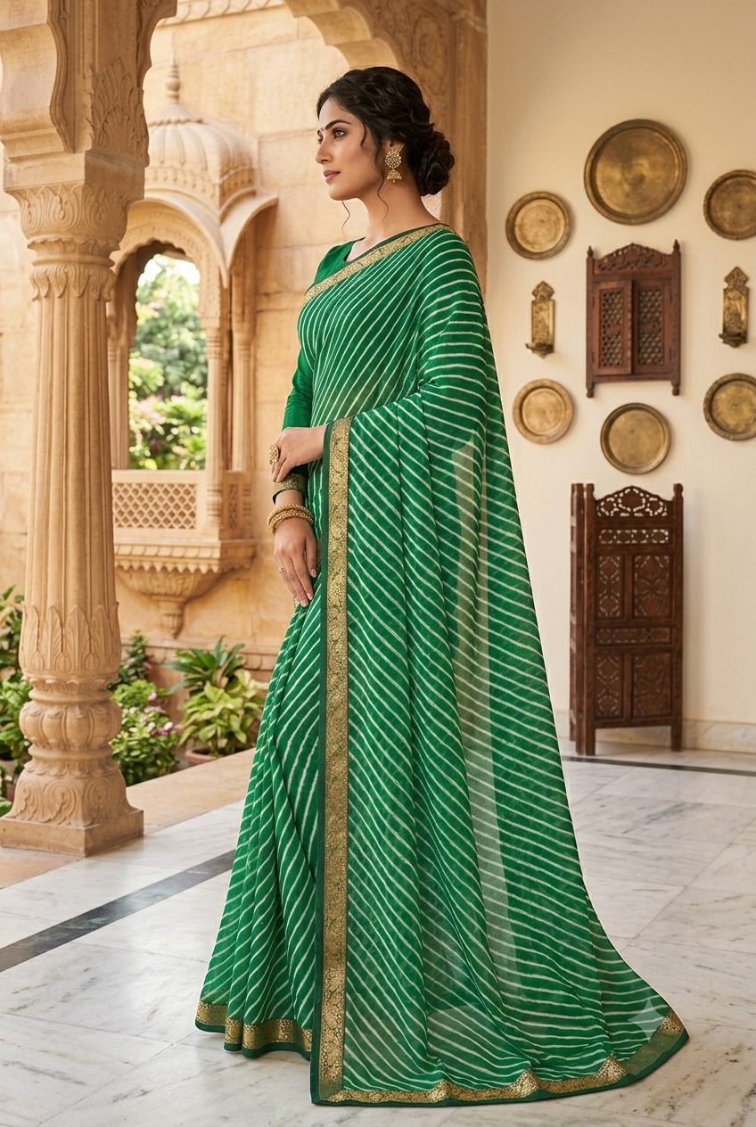 Emerald Grace Leheriya Saree
