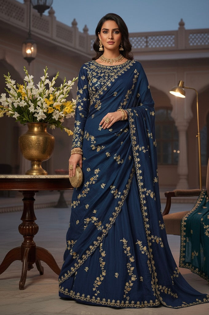Royal Embroidered Georgette Saree