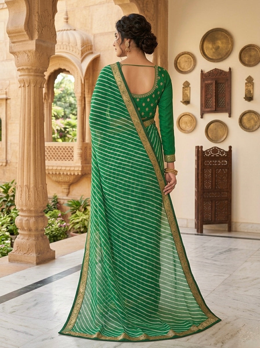 Emerald Grace Leheriya Saree