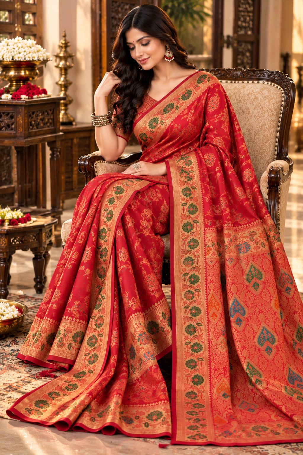 Royal Heritage Floral Brocade Saree