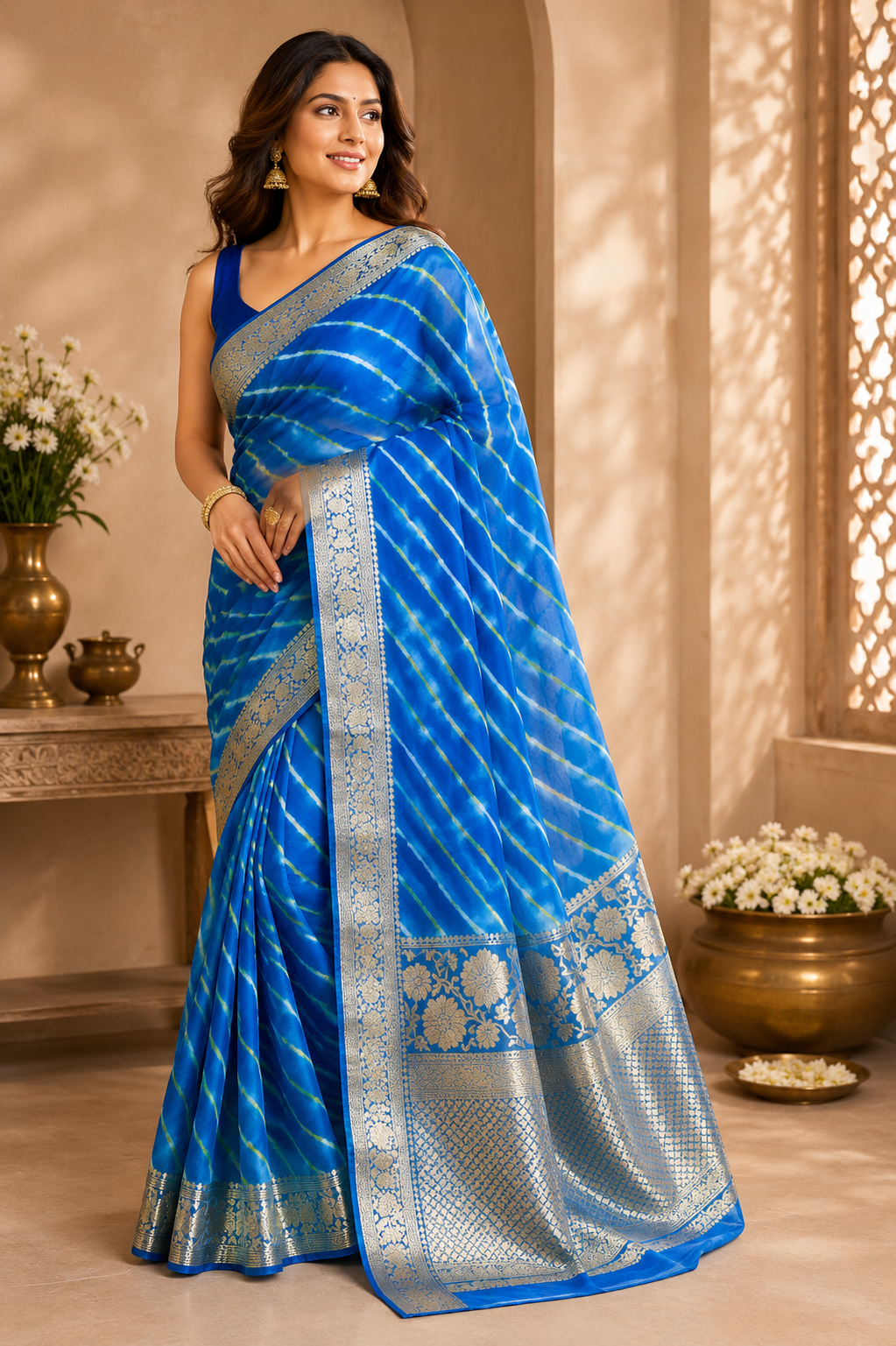 Varnika Zari Leheriya Saree