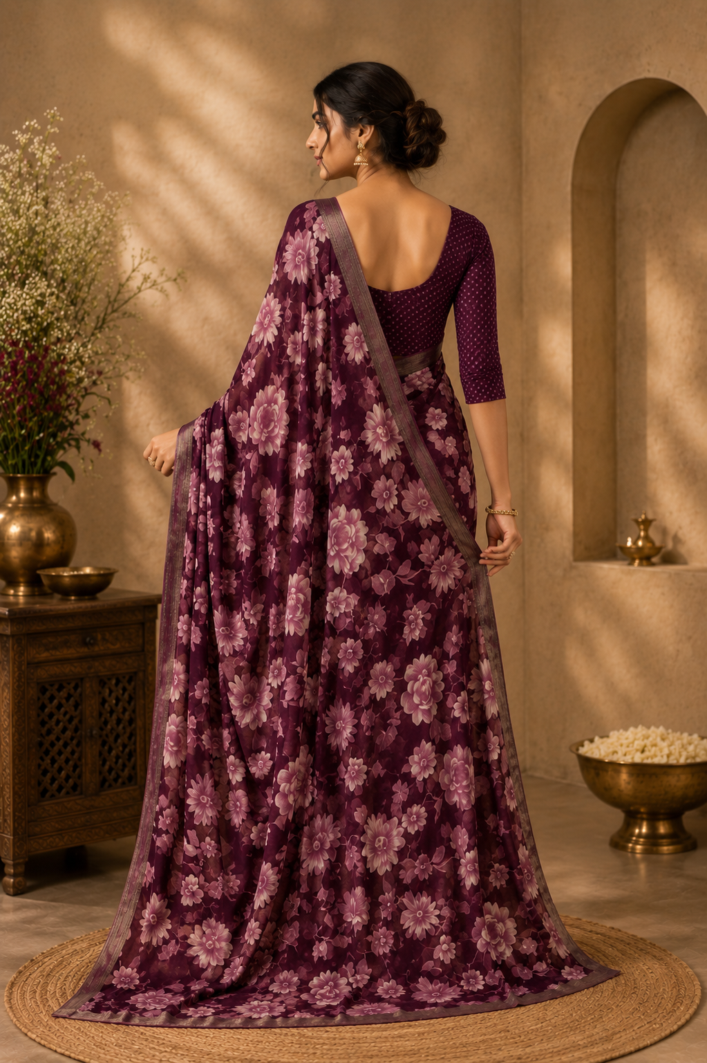 Rosé Garden Floral Saree