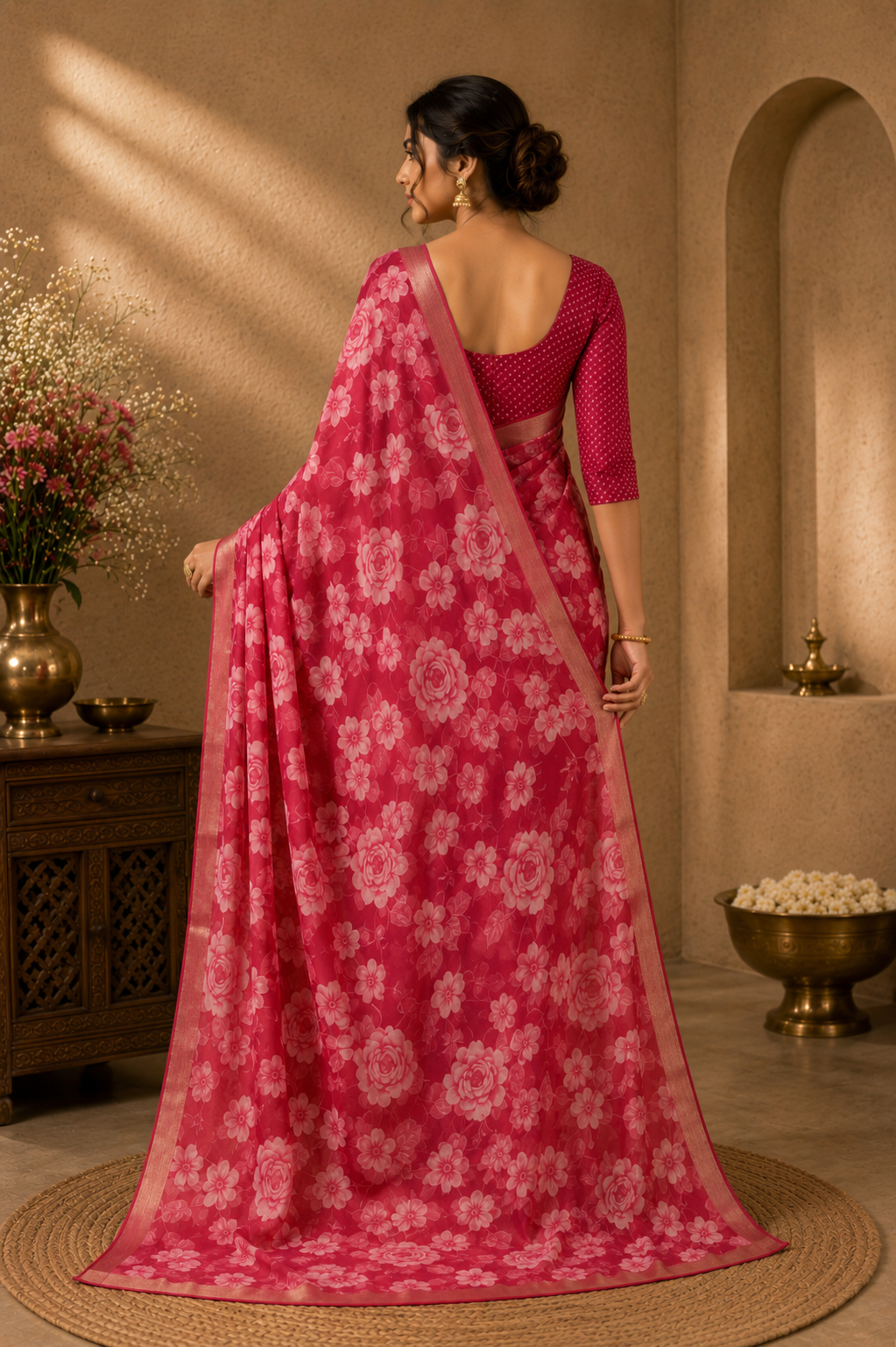 Rosé Garden Floral Saree