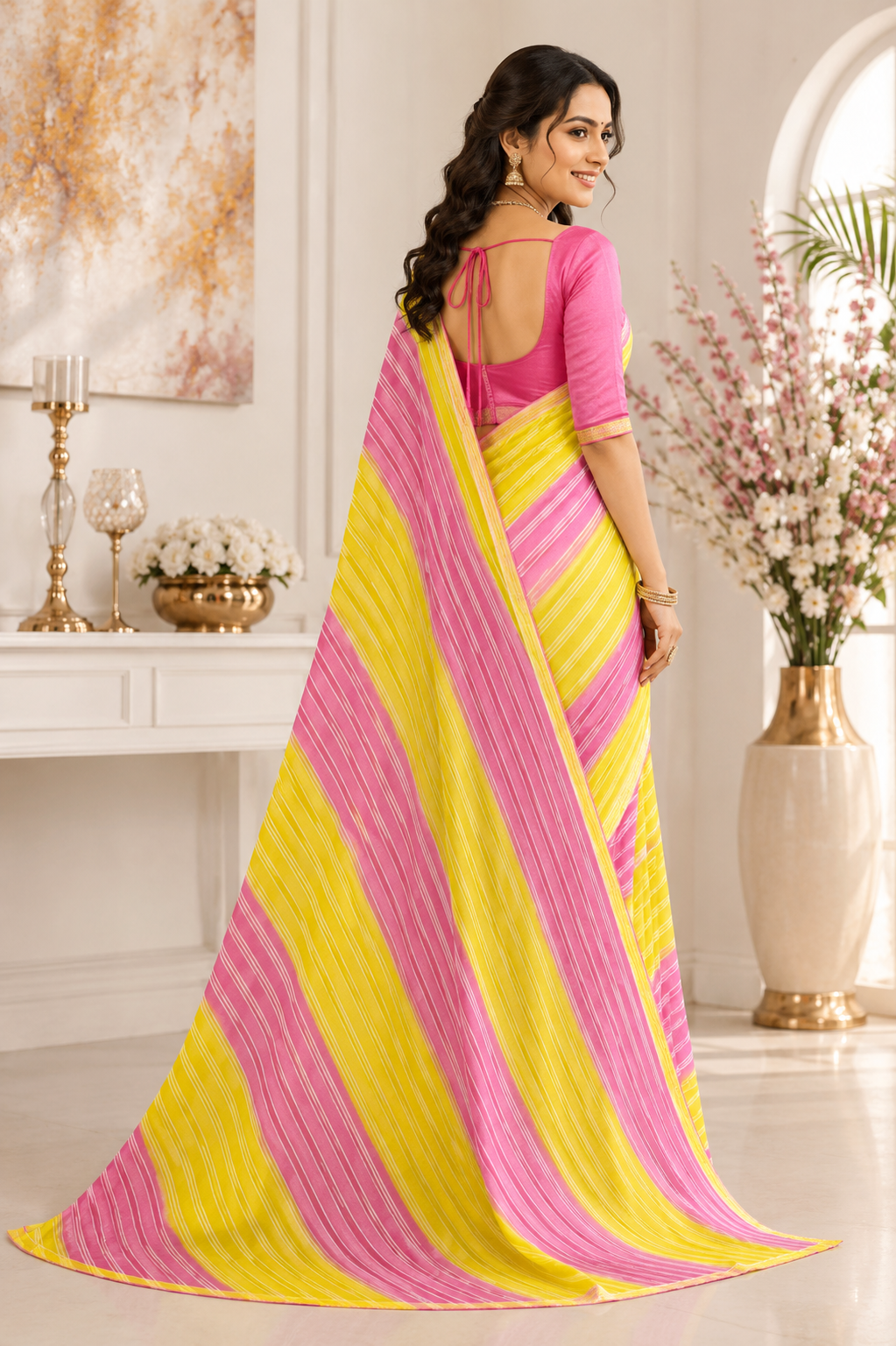 Pastel Leheriya Elegance Saree