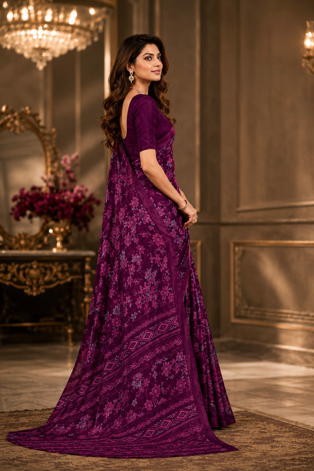 Velvet Petals Printed Saree