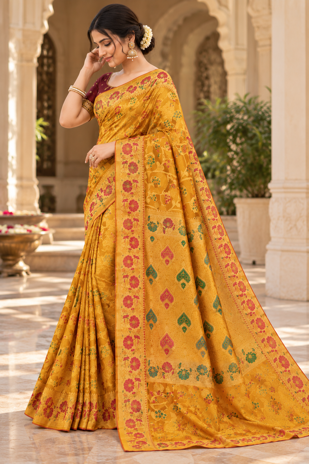 Royal Heritage Floral Brocade Saree