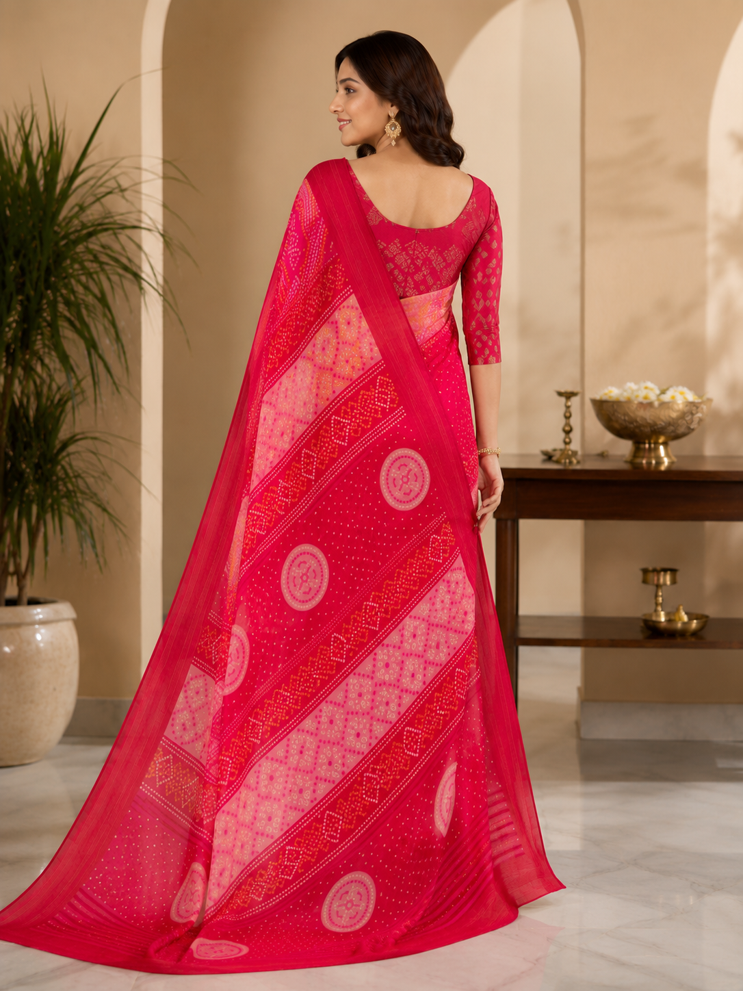 Radiant Bandhani Grace Saree