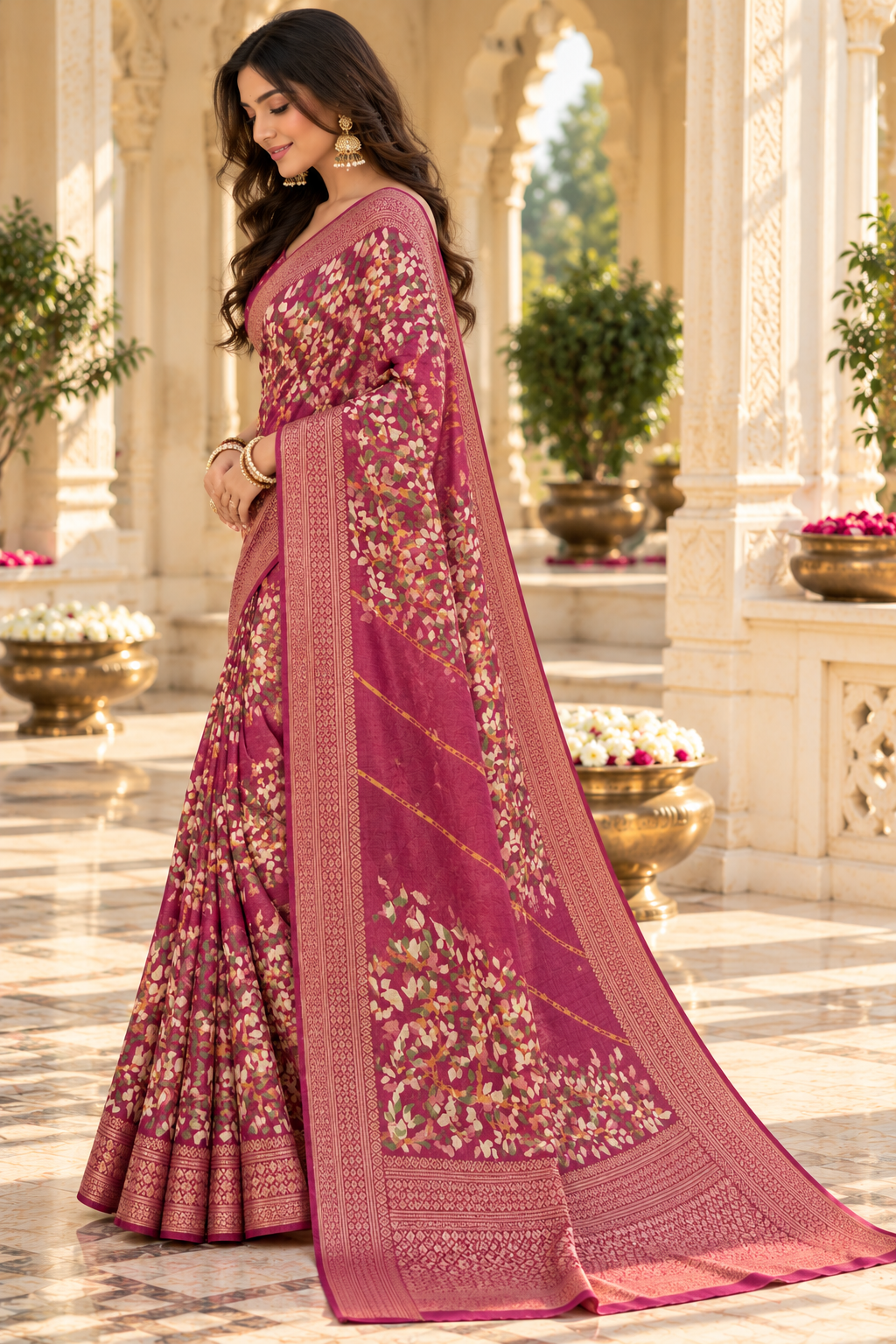 Royal Vanya Floral Heritage Print Saree