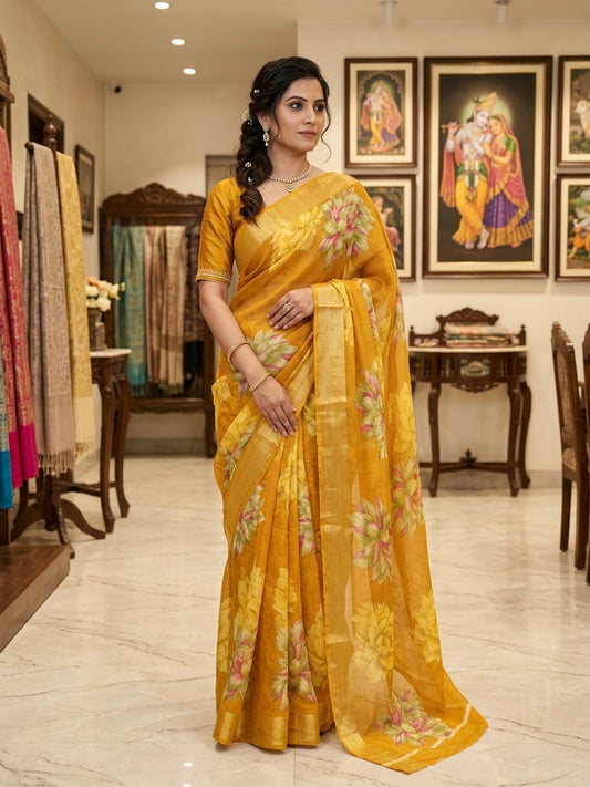 Surya Pushp Linen Saree