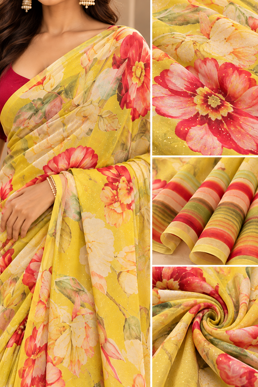 Sunlit Meadow Floral Saree