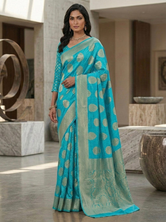 Zari Polka Banarasi Silk Saree