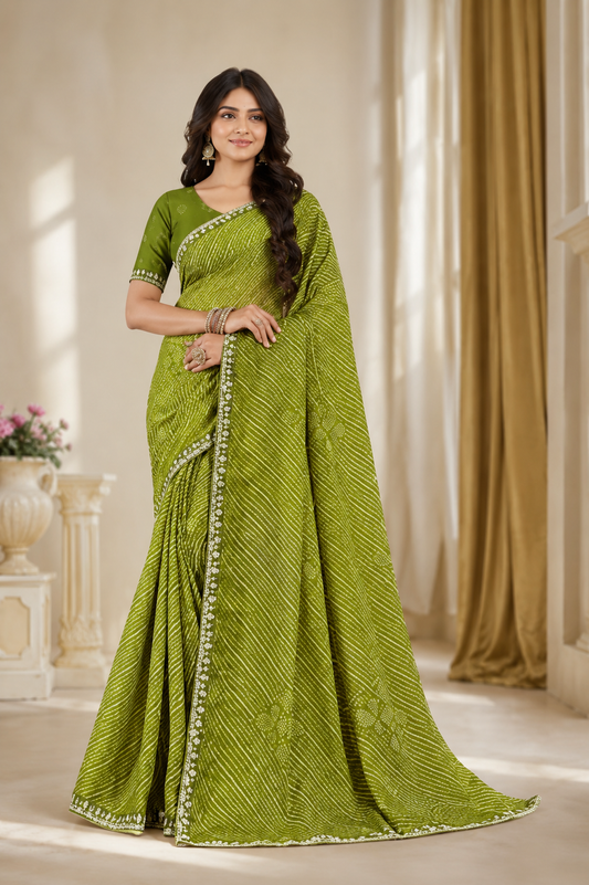 Graceful Leheriya Bloom Saree