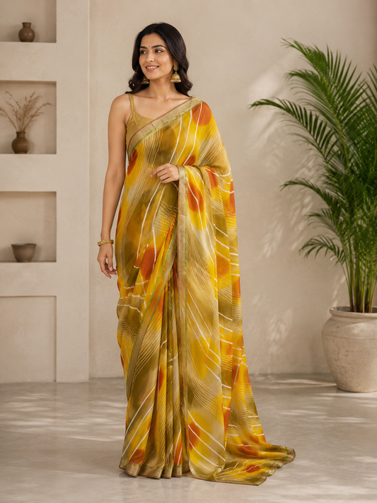 Abstract Leheriya Printed Saree