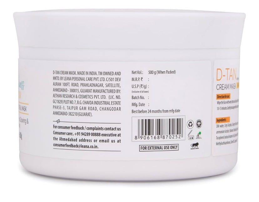 D-TAN Cream Mask (500gm)