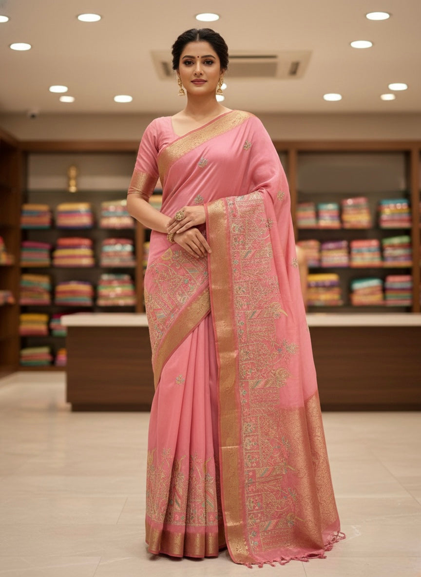 Ethereal Floral Woven Silk Saree