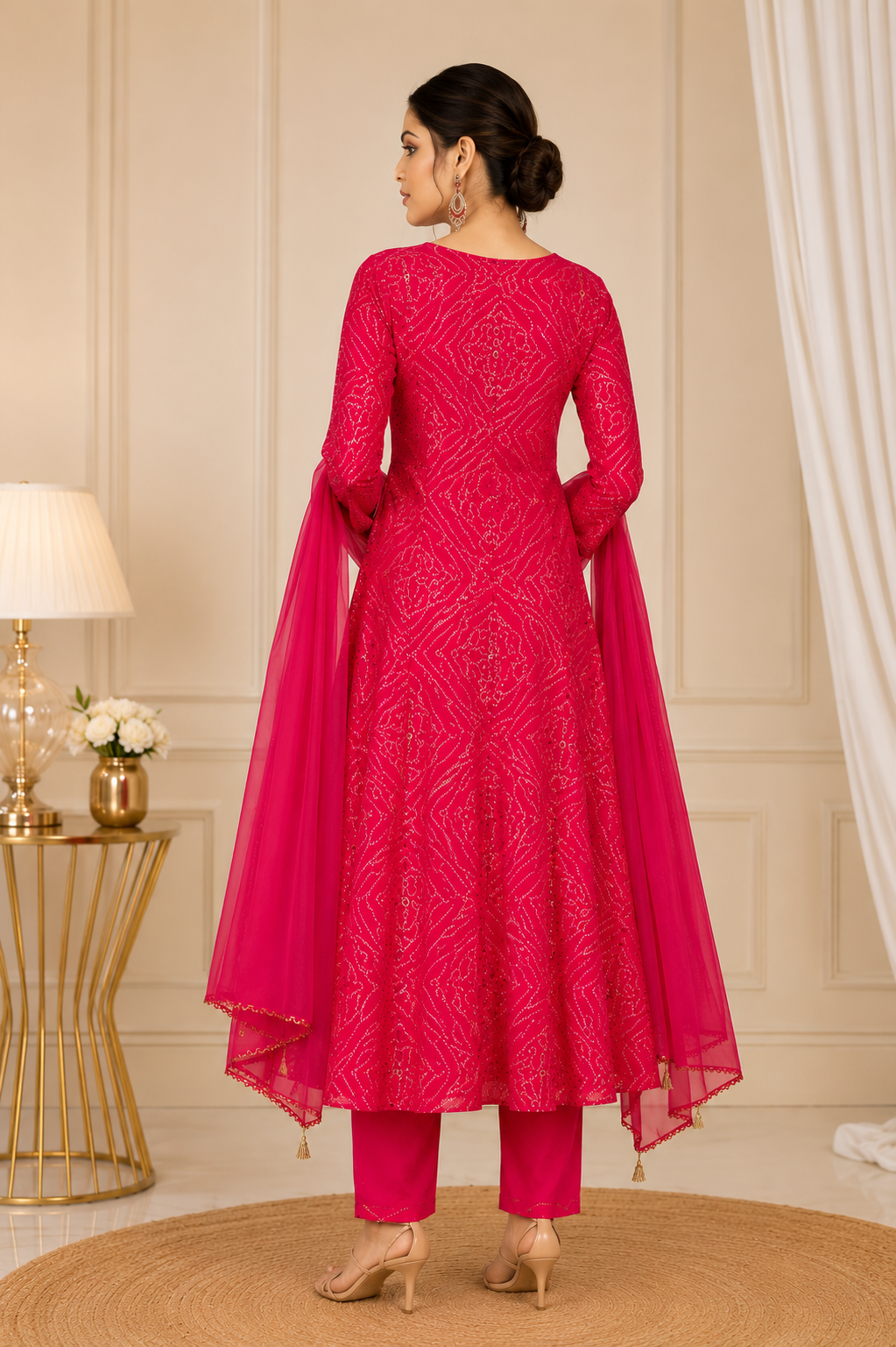 Gulnaar Flared Bhandej Set