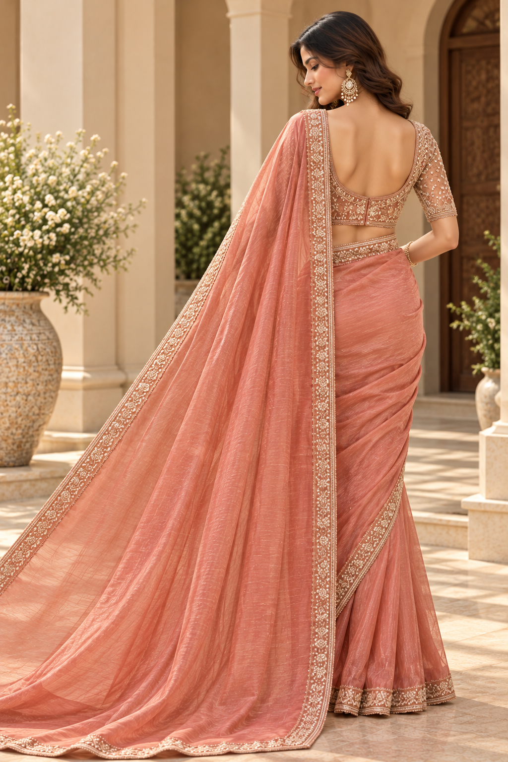 Rosewood Elegance Embellished Saree