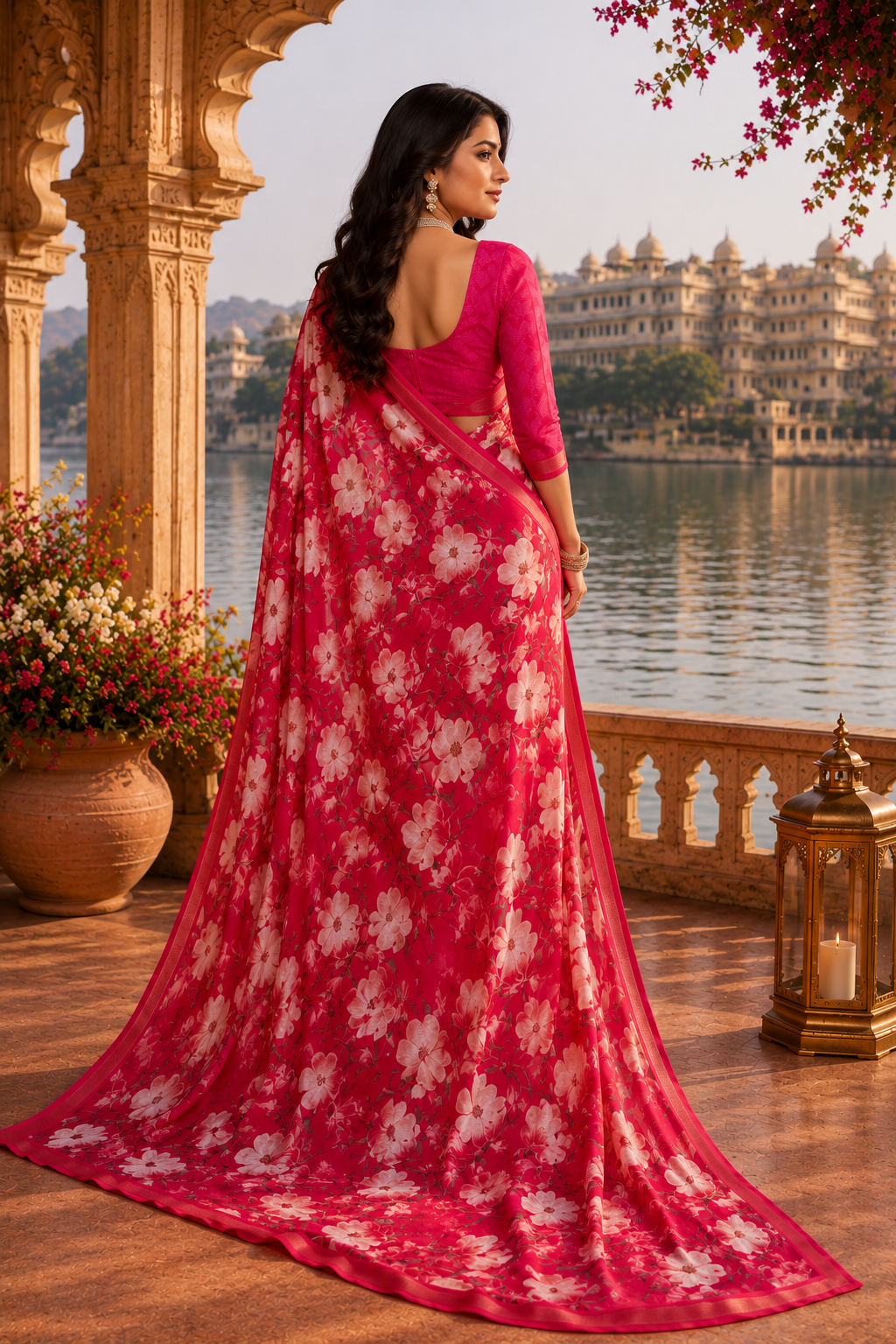 Rosé Bloom Garden Saree