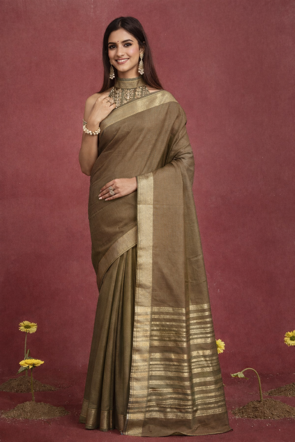 Handwoven Silk Saree with Subtle Zari Border and Pallu