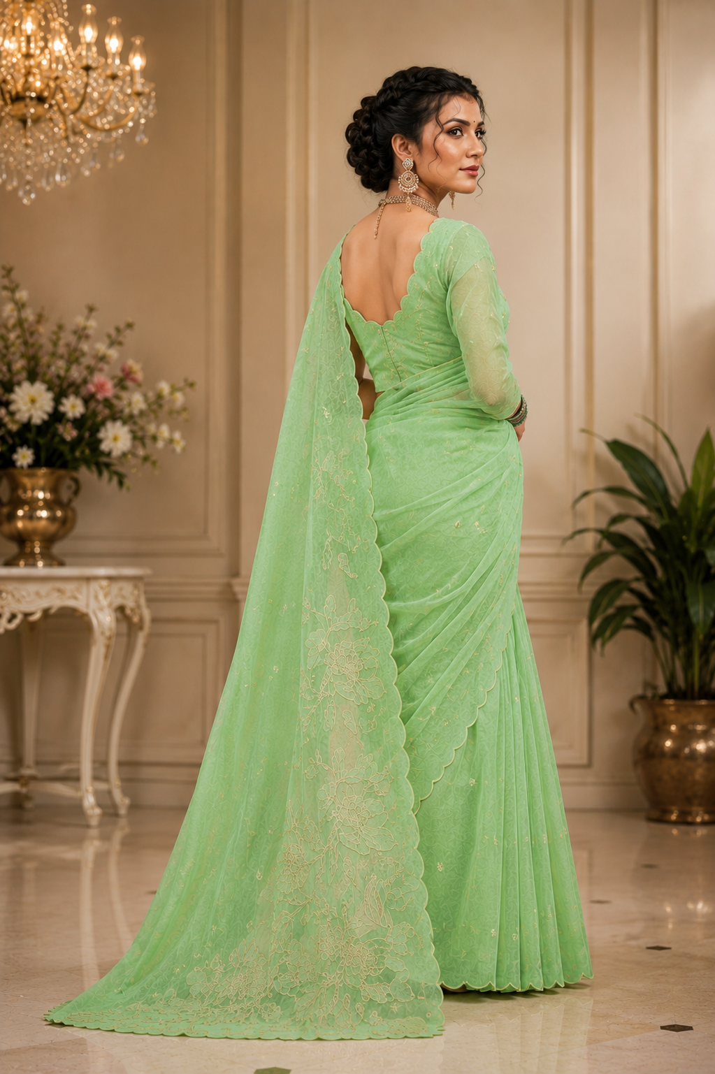 Pastel Bloom Embroidered Saree