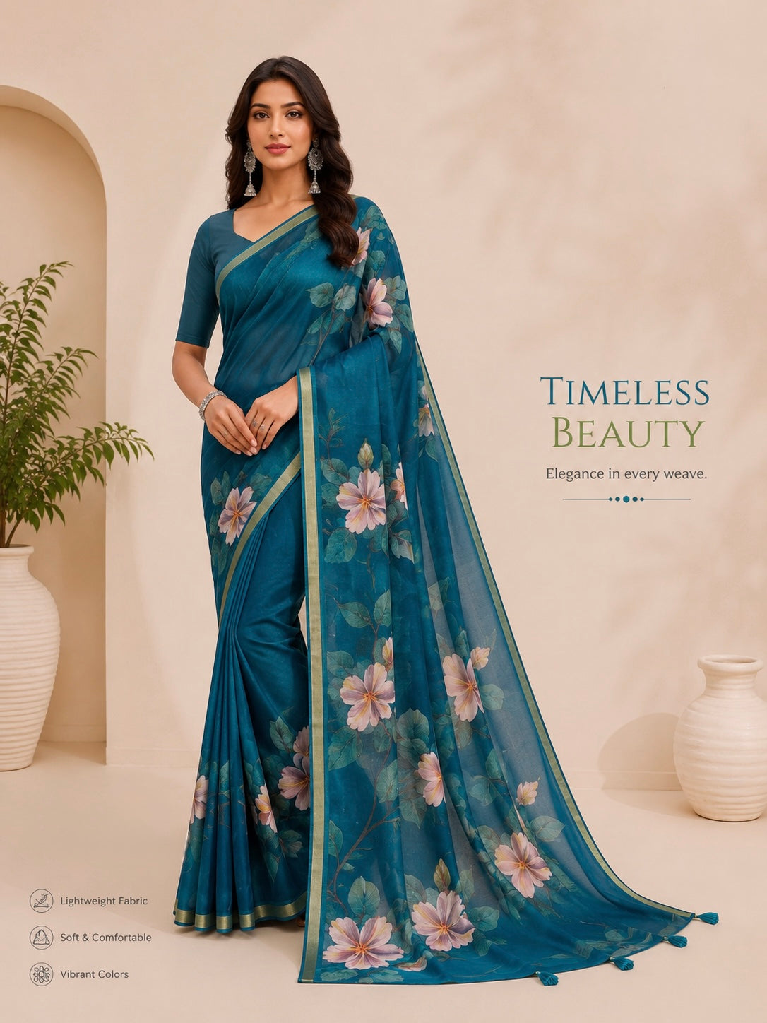 Azure Bloom Saree