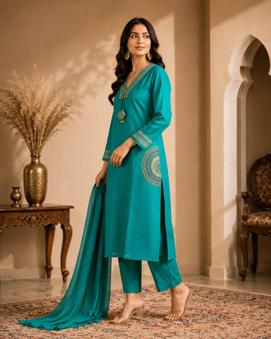 Meher Teal Ensemble Suit