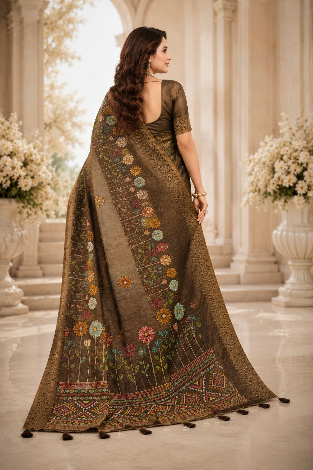 Earthsong Bloom Heritage Saree