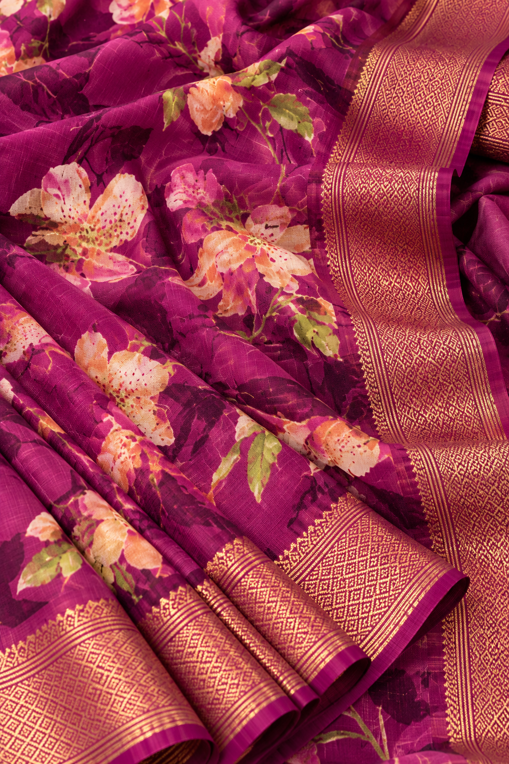 Amethyst Bloom – Floral Border Elegance Saree