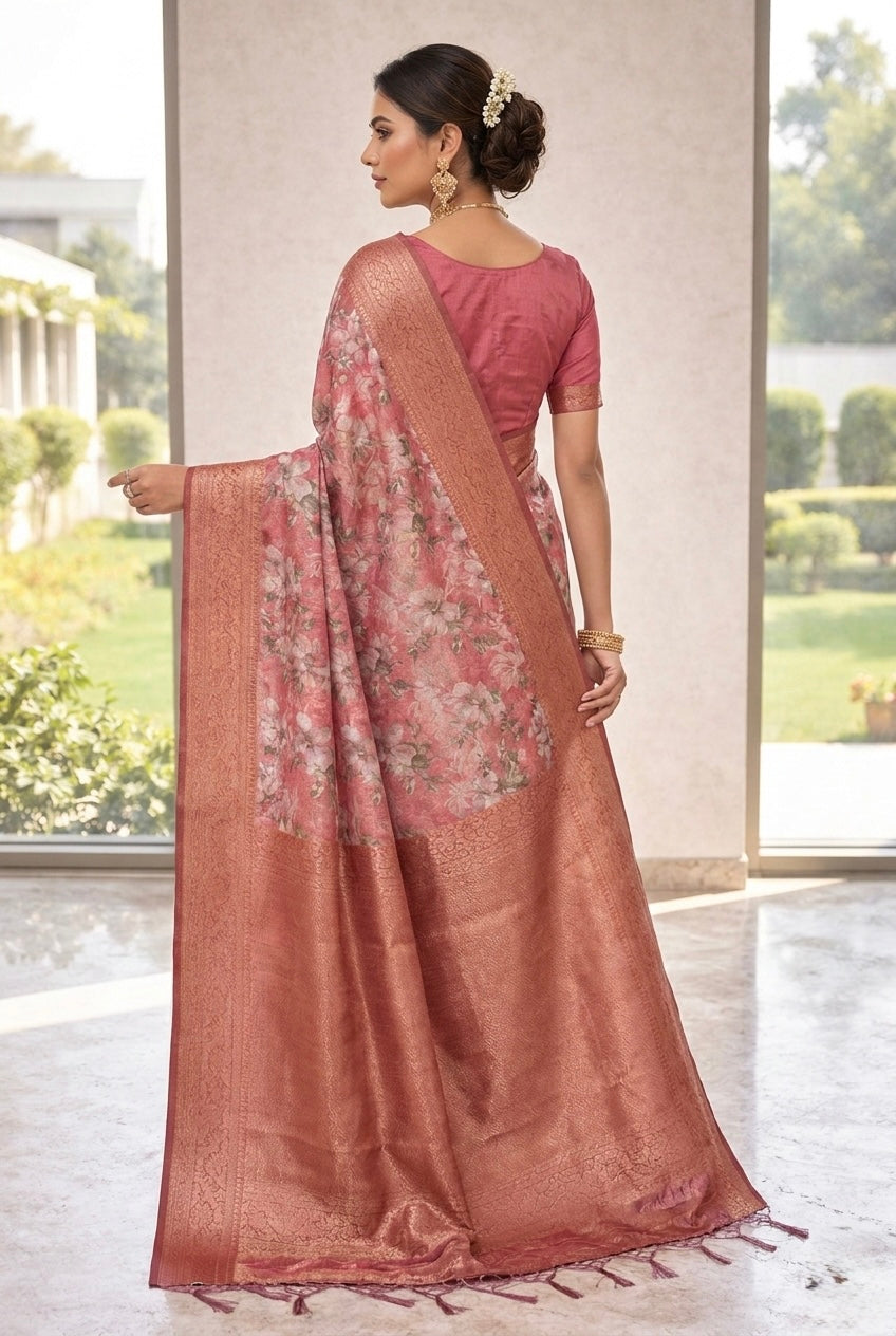 Zehra Zari Floral Saree