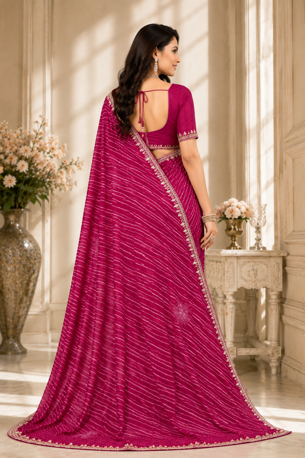 Graceful Leheriya Bloom Saree