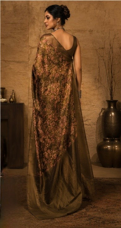 Olive Bloom Heritage Saree
