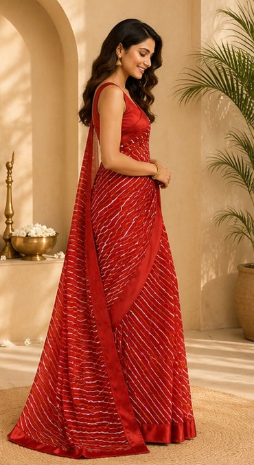 Leheriya Radiance Stripe Saree