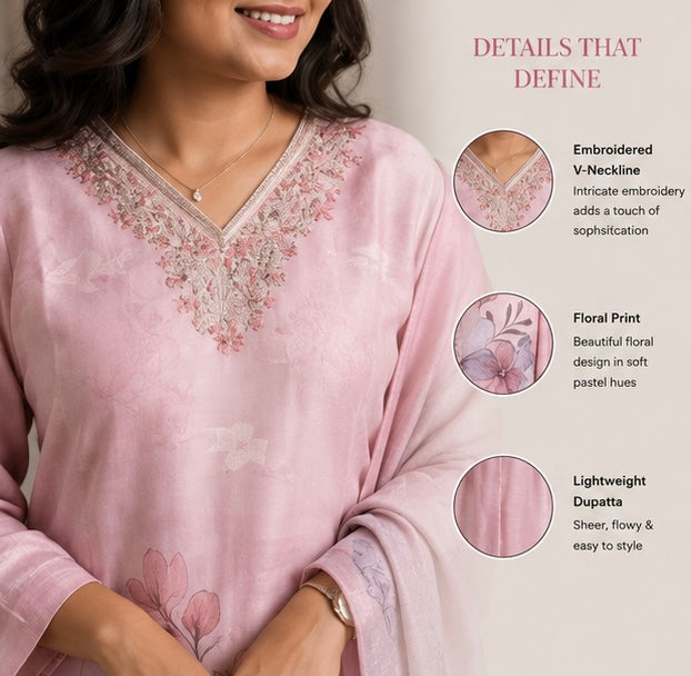 Blush Blossom Kurta Set