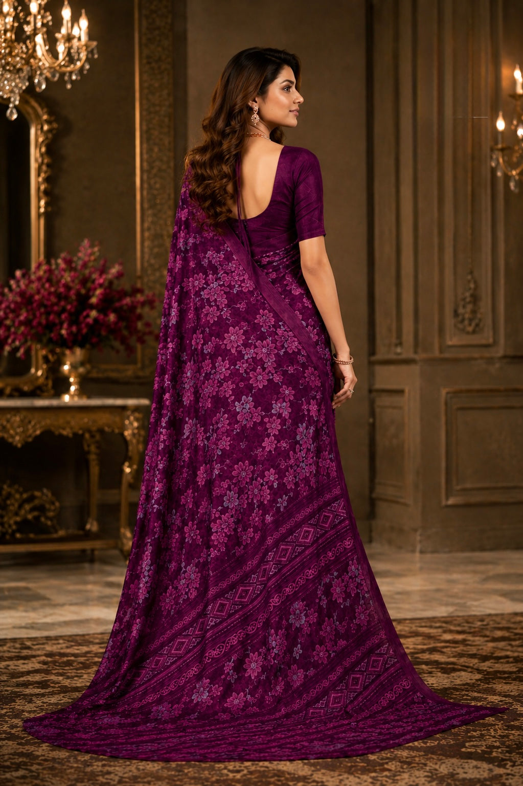 Velvet Petals Printed Saree