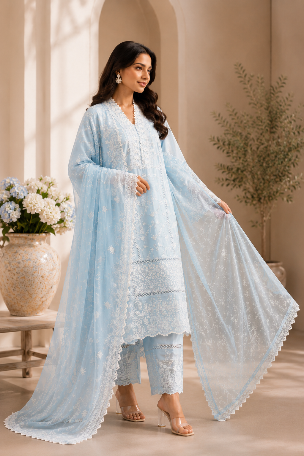 Mehr Pastel Chikankari Suit Set