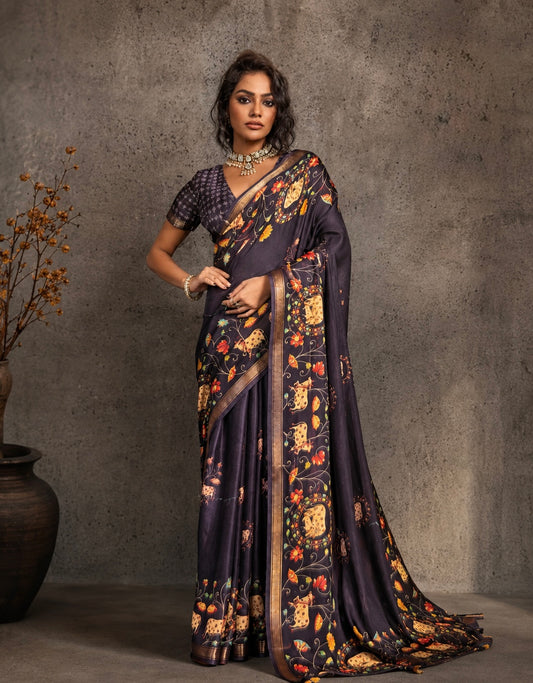 Midnight Folk Art Saree