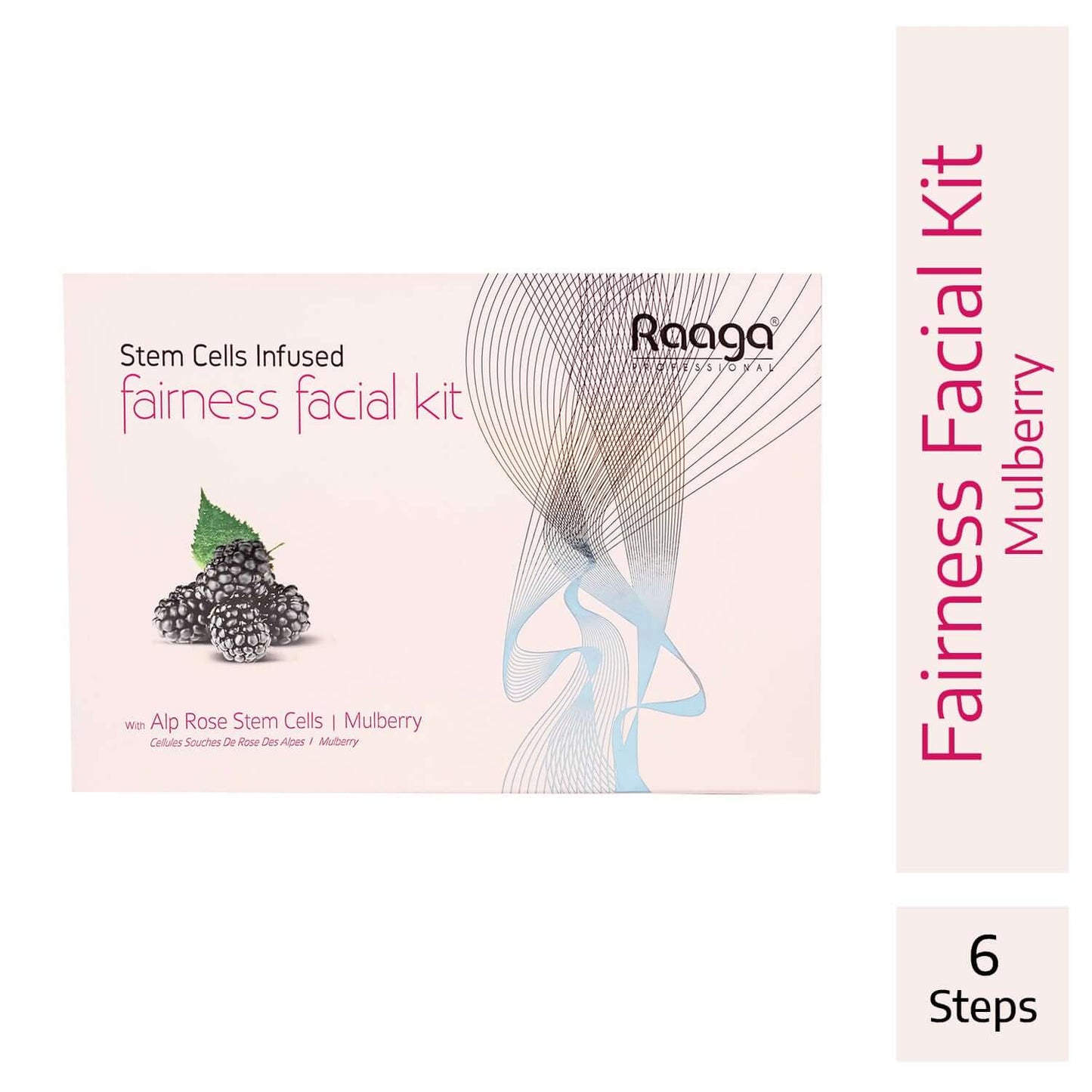 Raaga Stem Cells Infused Fairness 6 Step Facial Kit | Brightening Power of Mulberry and Alp Rose Stem Cells | Reduces Dark Spots | All Skin Types (61 gm)