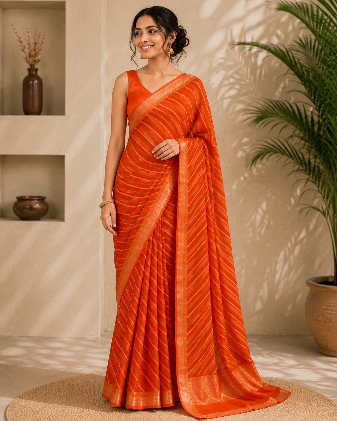 Classic Leheriya Stripe Saree