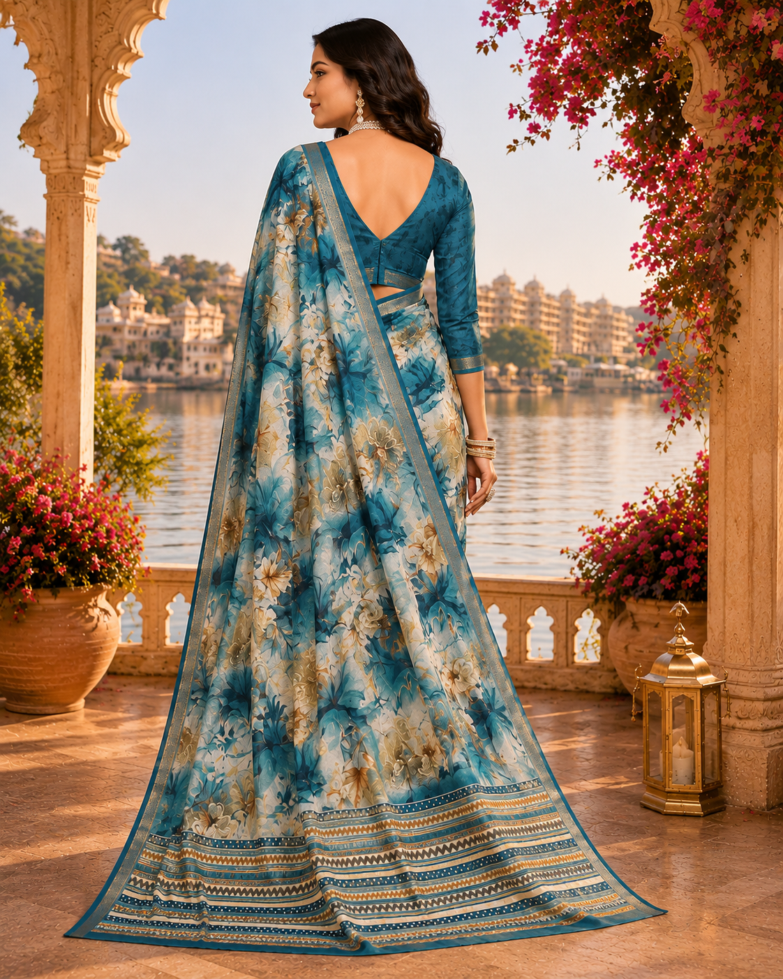 Azure Blossom Vista Saree