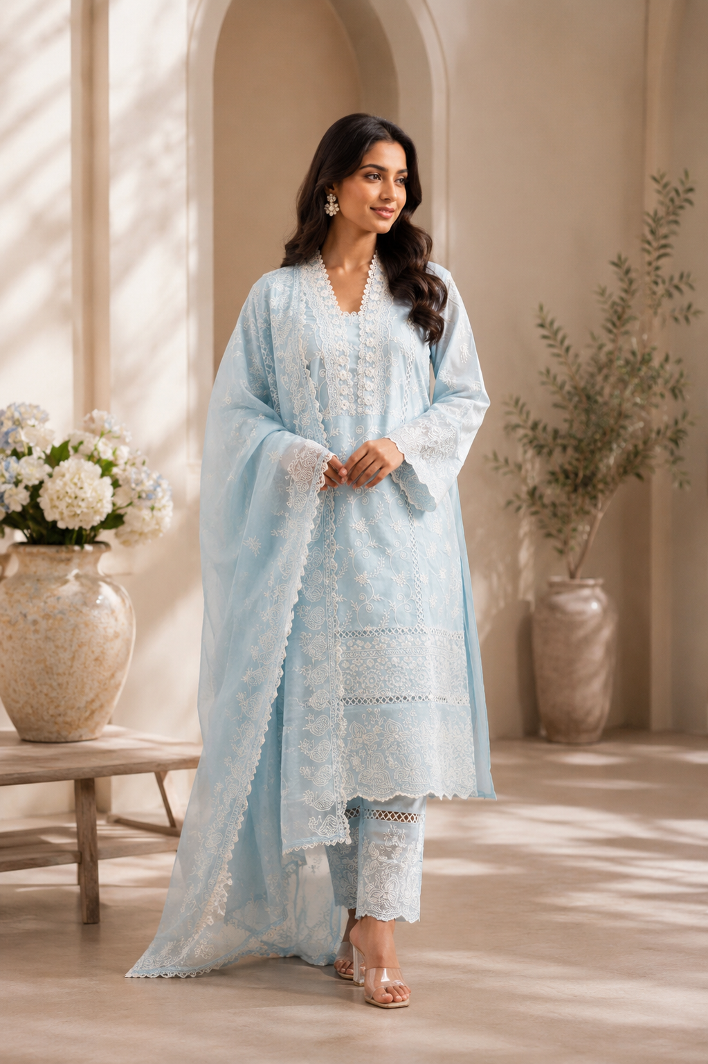 Mehr Pastel Chikankari Suit Set