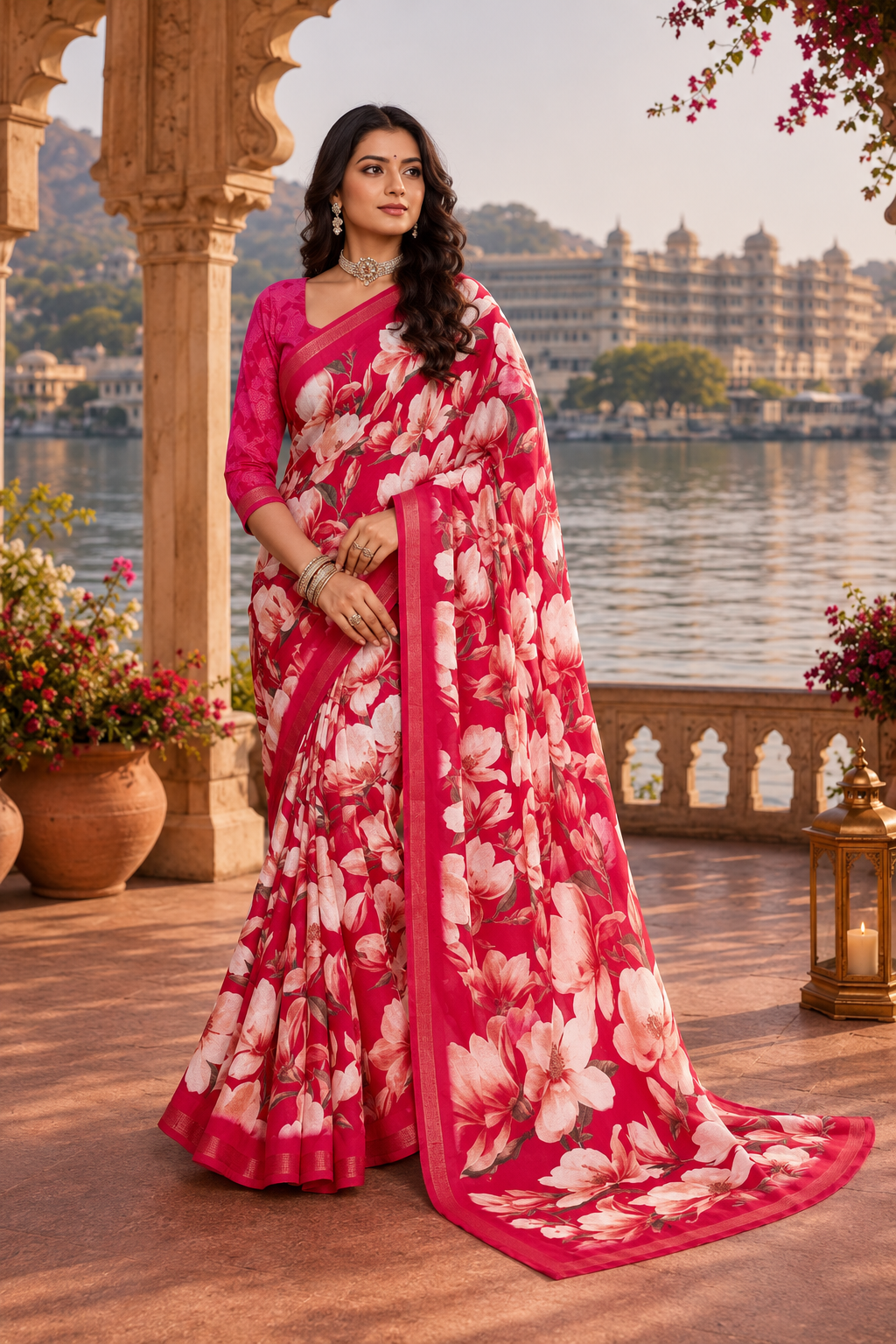 Rosé Bloom Garden Saree
