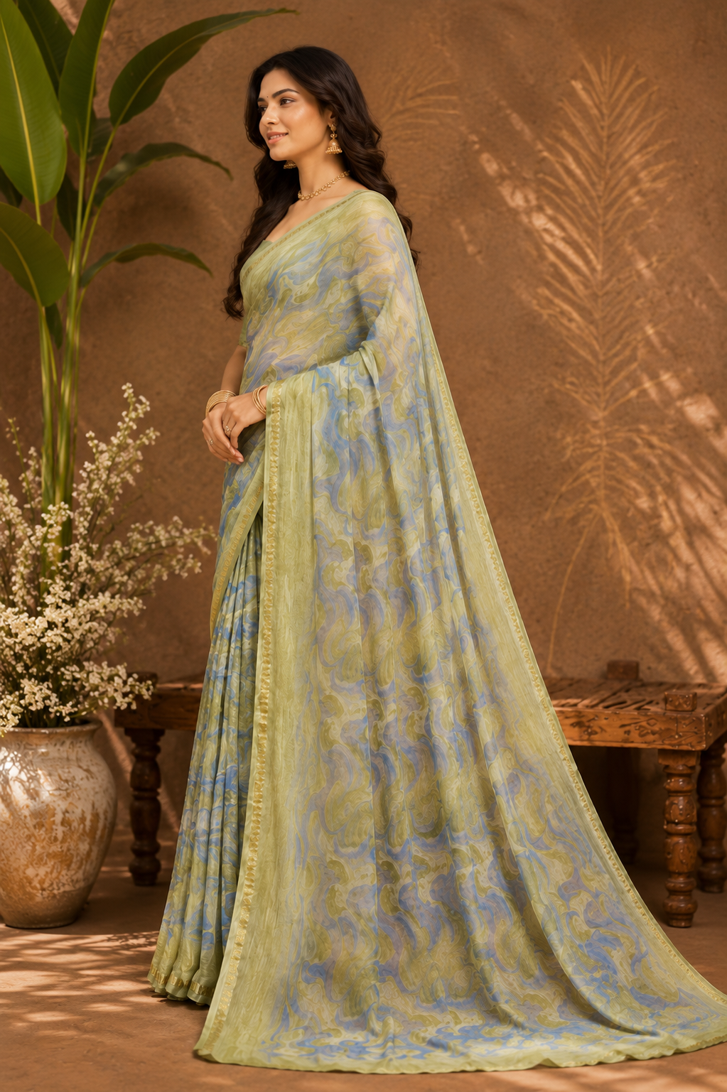 Pastel Mist Printed Linen Saree