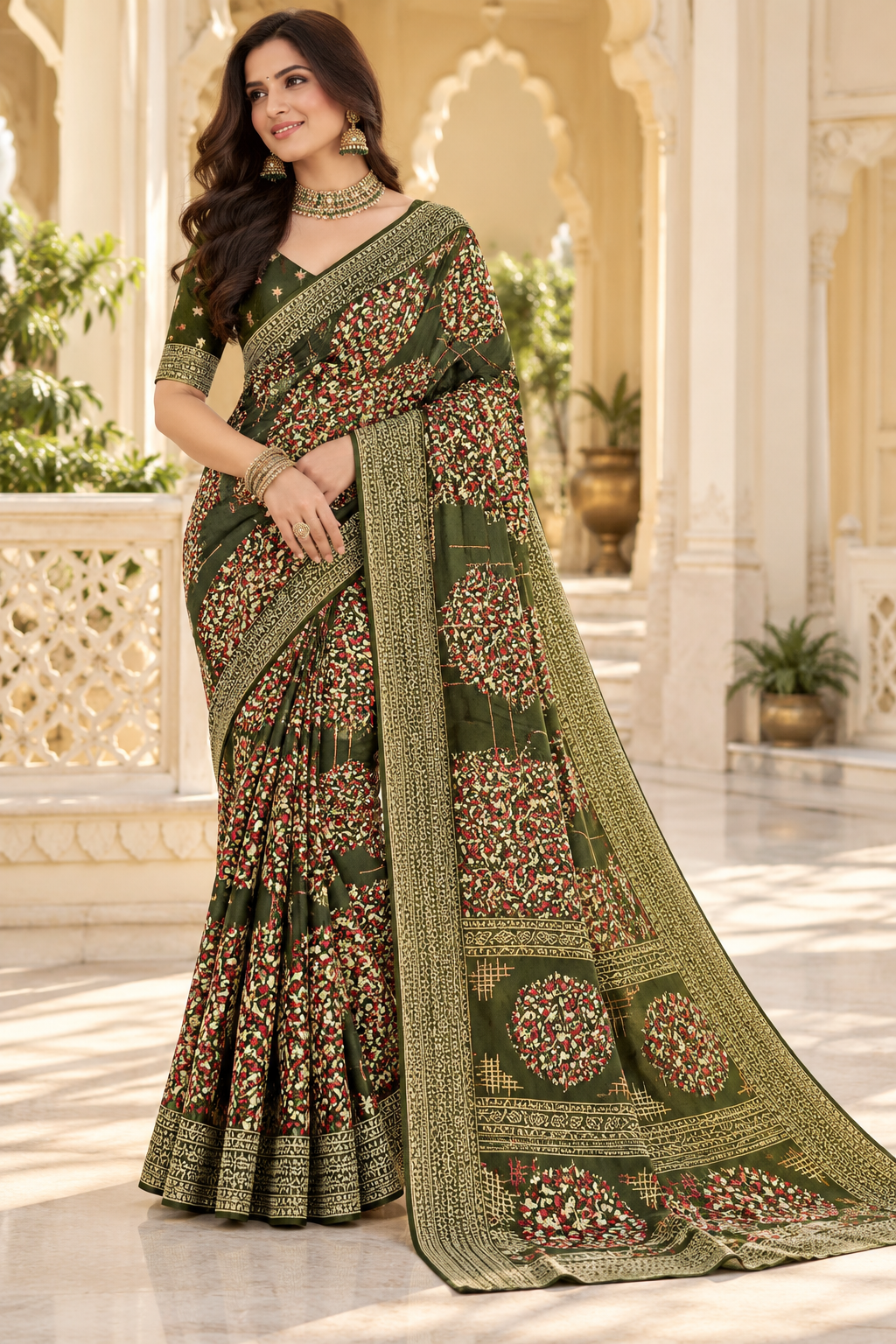 Royal Vanya Floral Heritage Print Saree